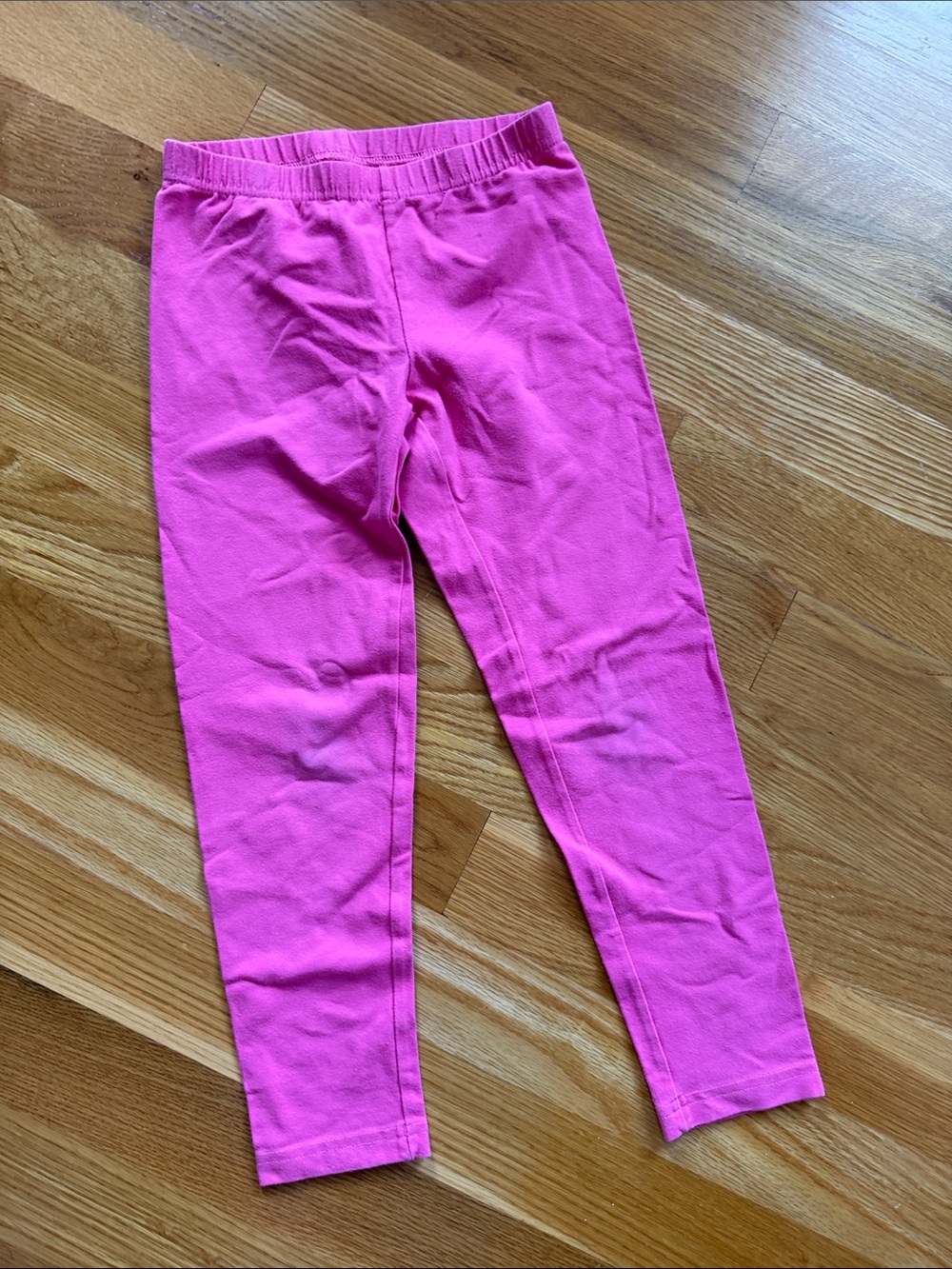 Girls' Bright Pink Elastic-Waist Leggings